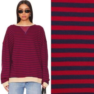 Free People Classic Striped Crew Sweatshirt Nautical Combo Striped size XS